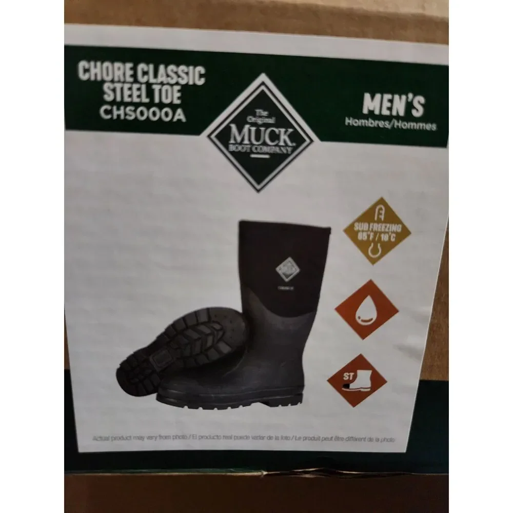 Muck Boot Chore Classic Steel Toe Men’s Size 12 Black